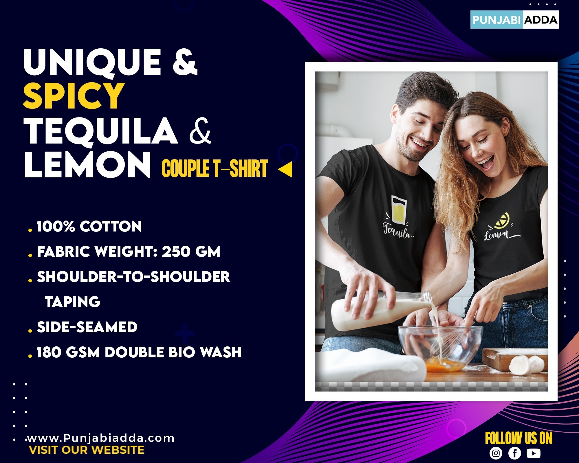 Buy Taquila And Lemon Same Tshirt for Couple– Punjabi Adda